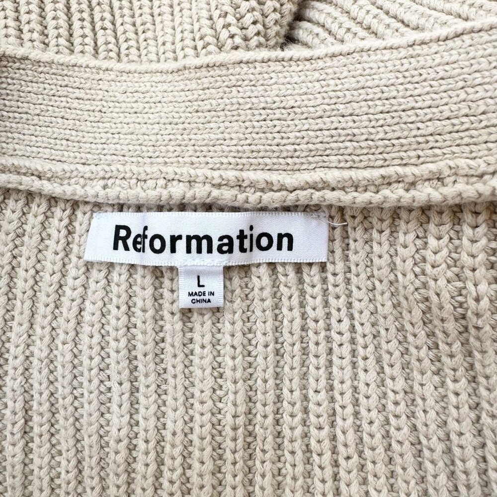 Reformation Jessa Cardigan Sweater 100% Cotton Cream Large - Picture 7 of 11